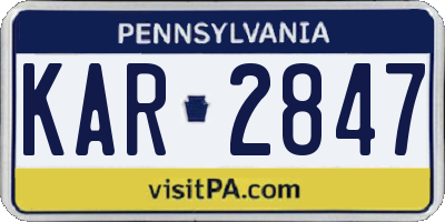 PA license plate KAR2847