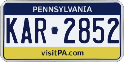 PA license plate KAR2852