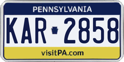 PA license plate KAR2858
