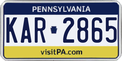 PA license plate KAR2865