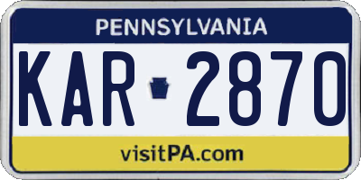 PA license plate KAR2870