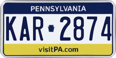 PA license plate KAR2874