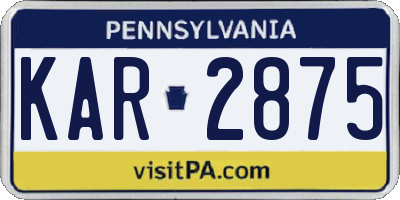 PA license plate KAR2875