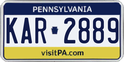 PA license plate KAR2889