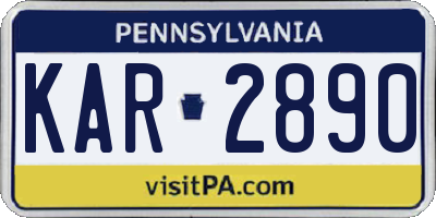 PA license plate KAR2890