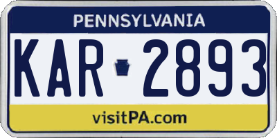 PA license plate KAR2893