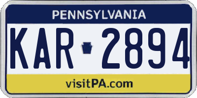 PA license plate KAR2894