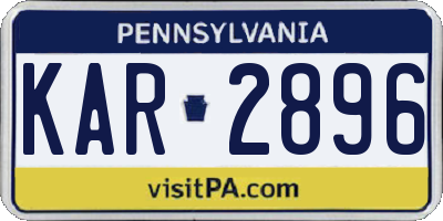 PA license plate KAR2896