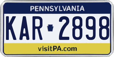 PA license plate KAR2898