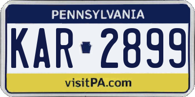 PA license plate KAR2899