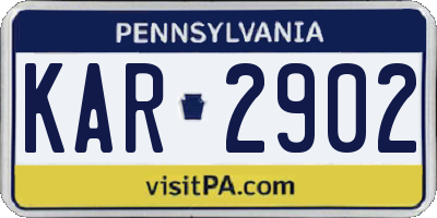 PA license plate KAR2902