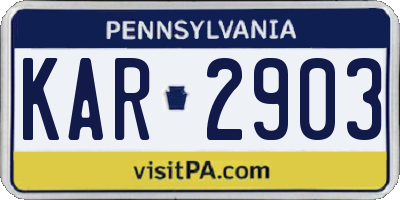PA license plate KAR2903