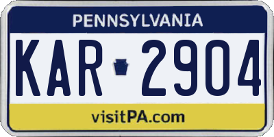 PA license plate KAR2904