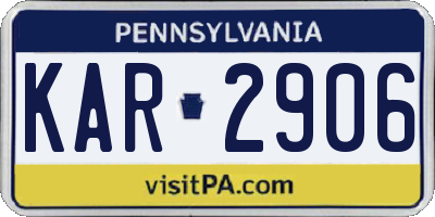PA license plate KAR2906