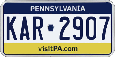 PA license plate KAR2907