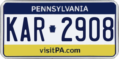 PA license plate KAR2908