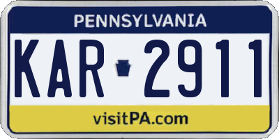 PA license plate KAR2911