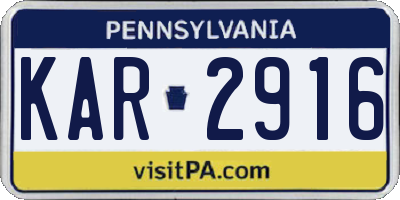 PA license plate KAR2916