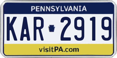 PA license plate KAR2919