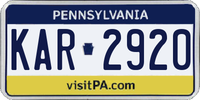 PA license plate KAR2920