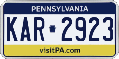 PA license plate KAR2923