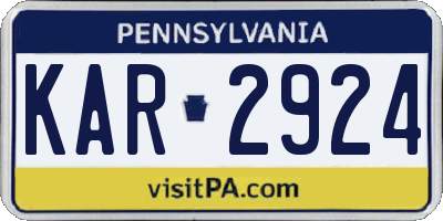 PA license plate KAR2924