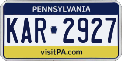 PA license plate KAR2927