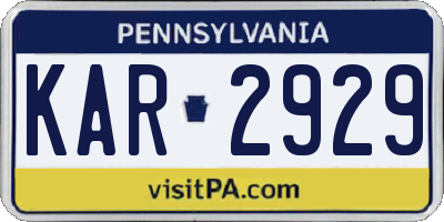 PA license plate KAR2929