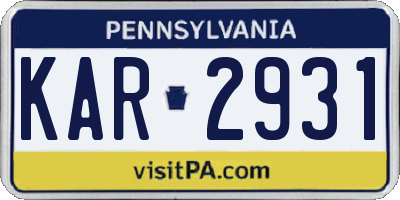 PA license plate KAR2931