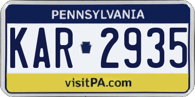 PA license plate KAR2935