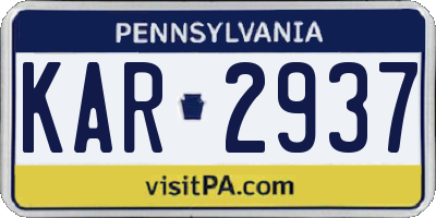 PA license plate KAR2937