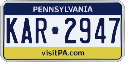 PA license plate KAR2947