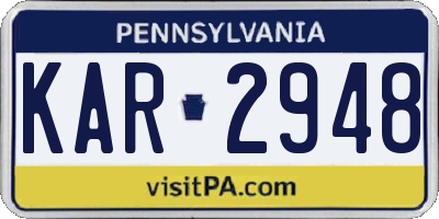 PA license plate KAR2948