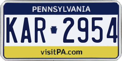 PA license plate KAR2954