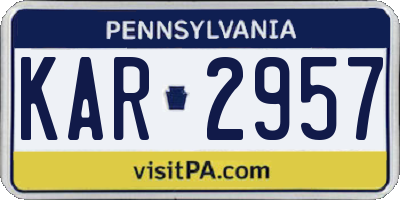 PA license plate KAR2957
