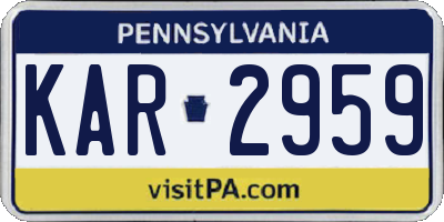 PA license plate KAR2959