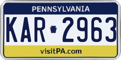 PA license plate KAR2963