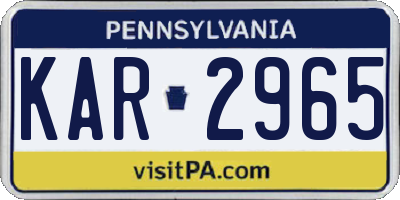 PA license plate KAR2965