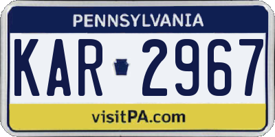 PA license plate KAR2967