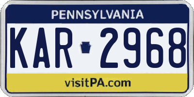 PA license plate KAR2968