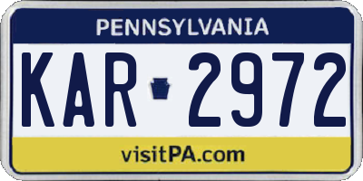 PA license plate KAR2972