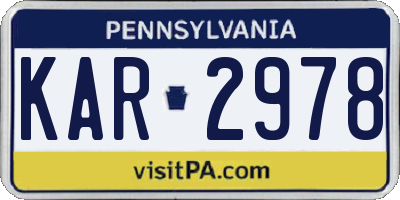 PA license plate KAR2978