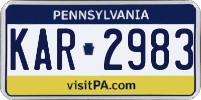 PA license plate KAR2983