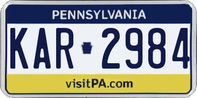 PA license plate KAR2984