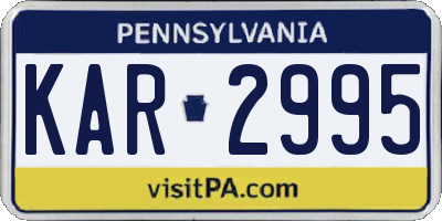 PA license plate KAR2995