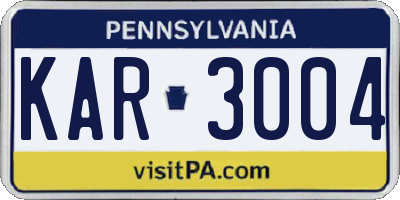 PA license plate KAR3004