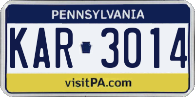PA license plate KAR3014