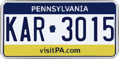 PA license plate KAR3015