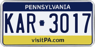 PA license plate KAR3017