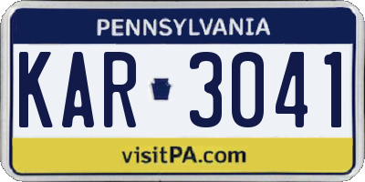 PA license plate KAR3041